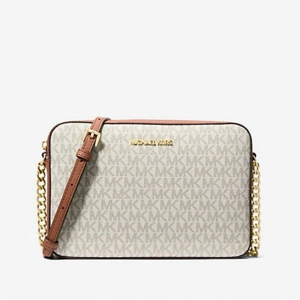 Michael Kors Cream and Tan Crossbody Bag